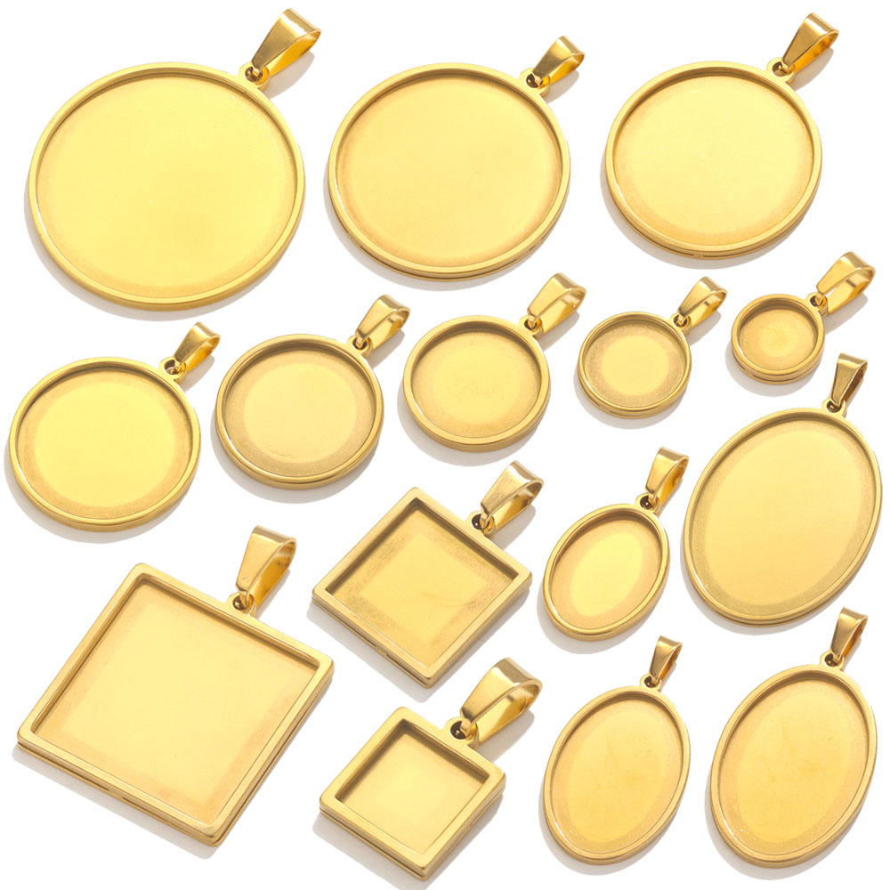 5pcs Stainless Steel Pendant C - Bezels Set Pendant recension och pris