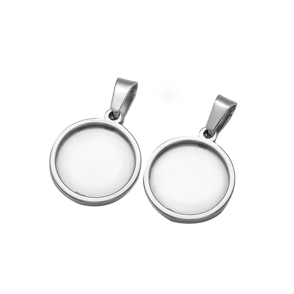 5Pcs/Lot Stainless Steel Round - Bezels Set Pendant recension och pris