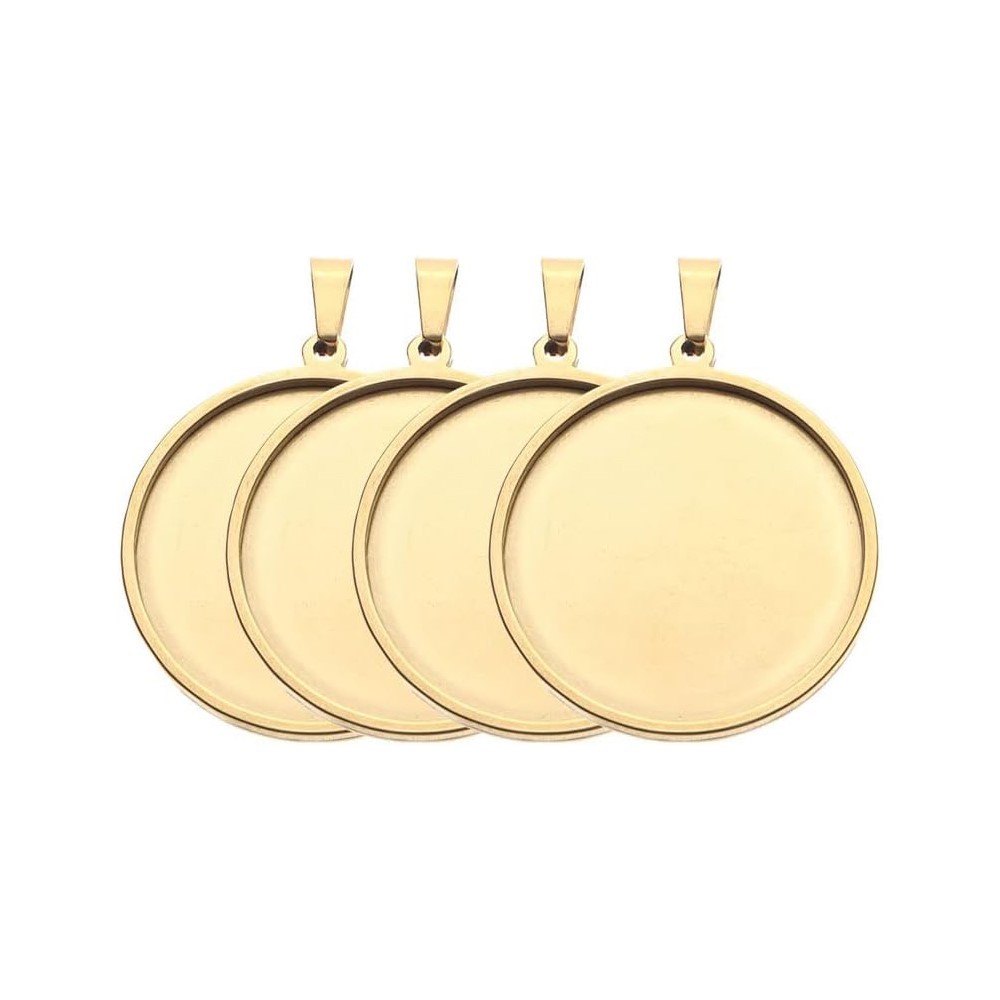 5Pcs/Lot Stainless Steel Round - Bezels Set Pendant recension och pris