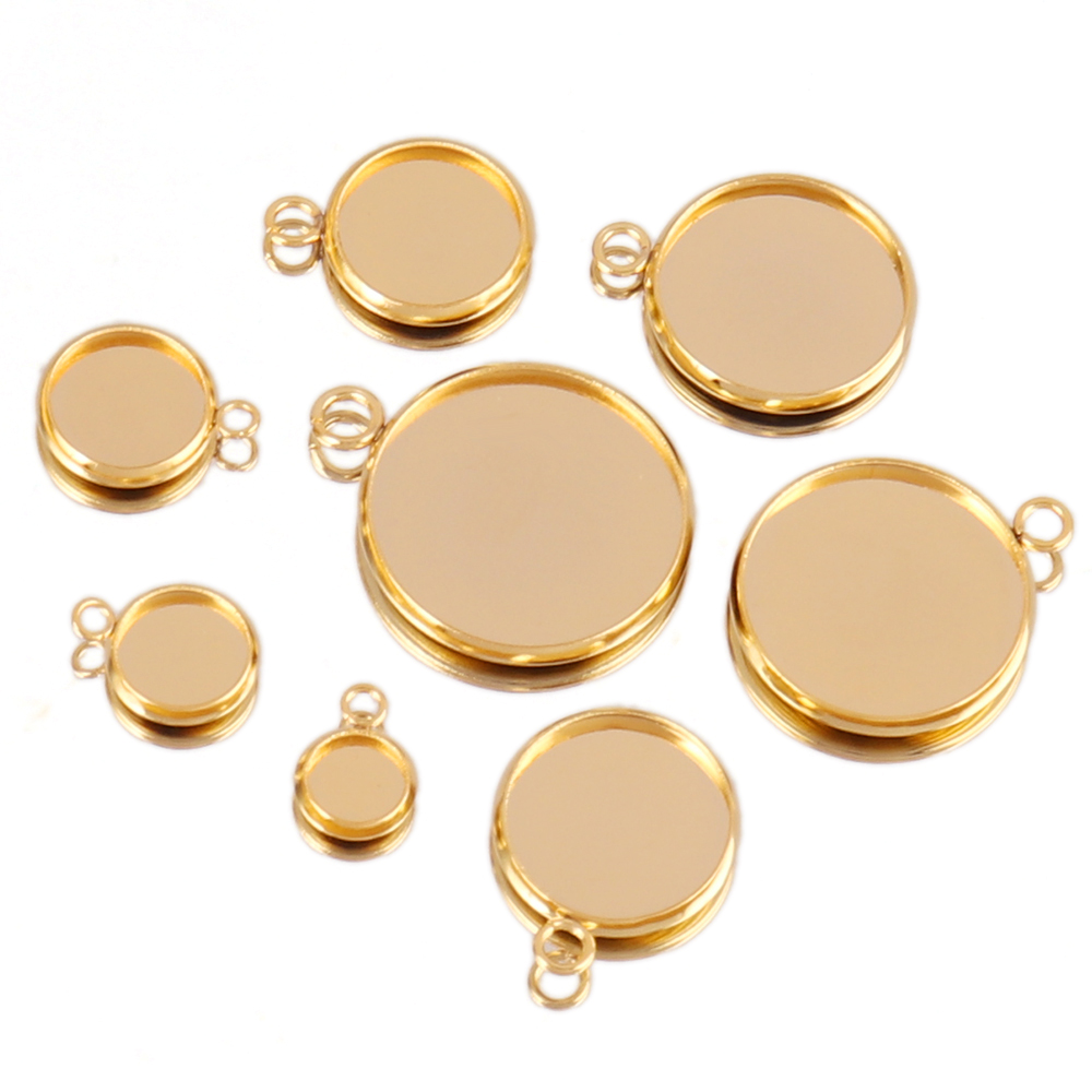 10Pcs Stainless Steel Cabochon - Bezels Set Pendant recension och pris