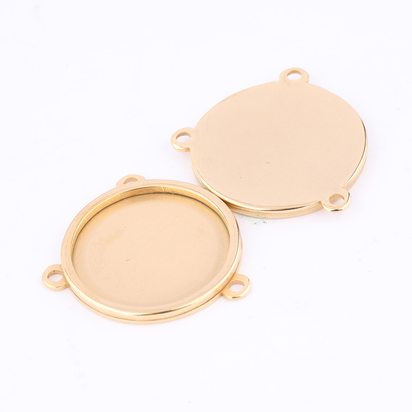5pcs Stainless Steel Gold Plat - Bezels Set Pendant recension och pris